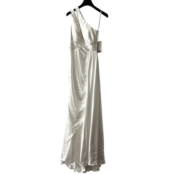 Mac Duggal 49006 One Shoulder Cutout Charmeuse White Gown Size 4 - Picture 4 of 8